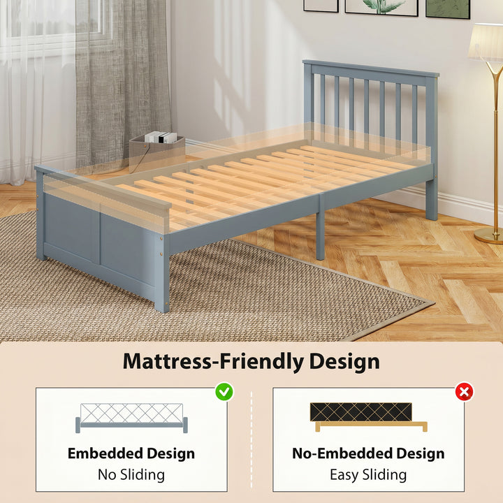 Pine Storage Bed, 3ft Single Solid Wooden Bed Frame with Drawers, Head