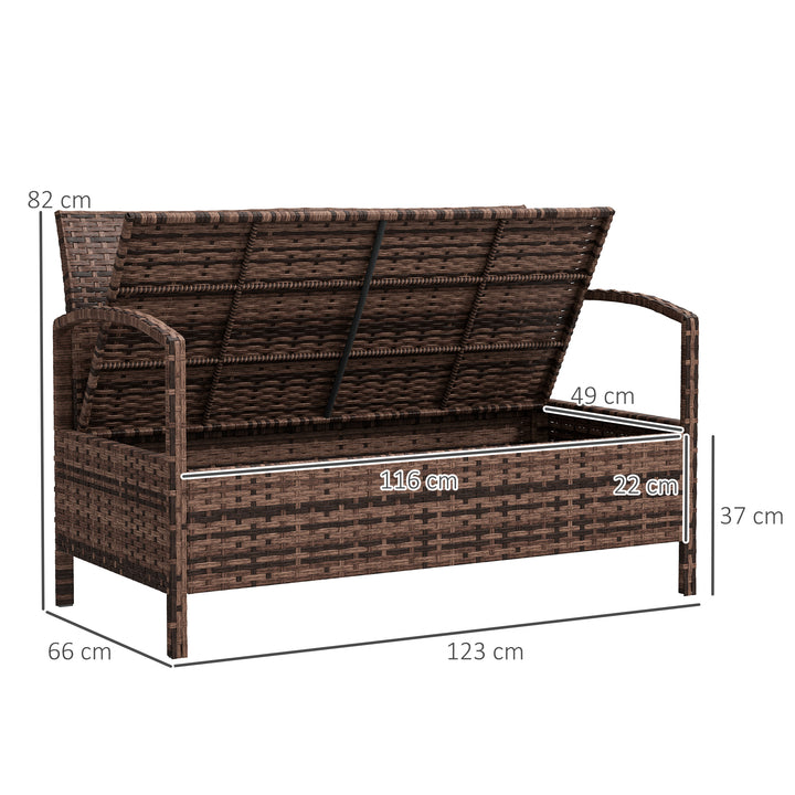 125L Storage Garden Bench, with Cushion - Brown