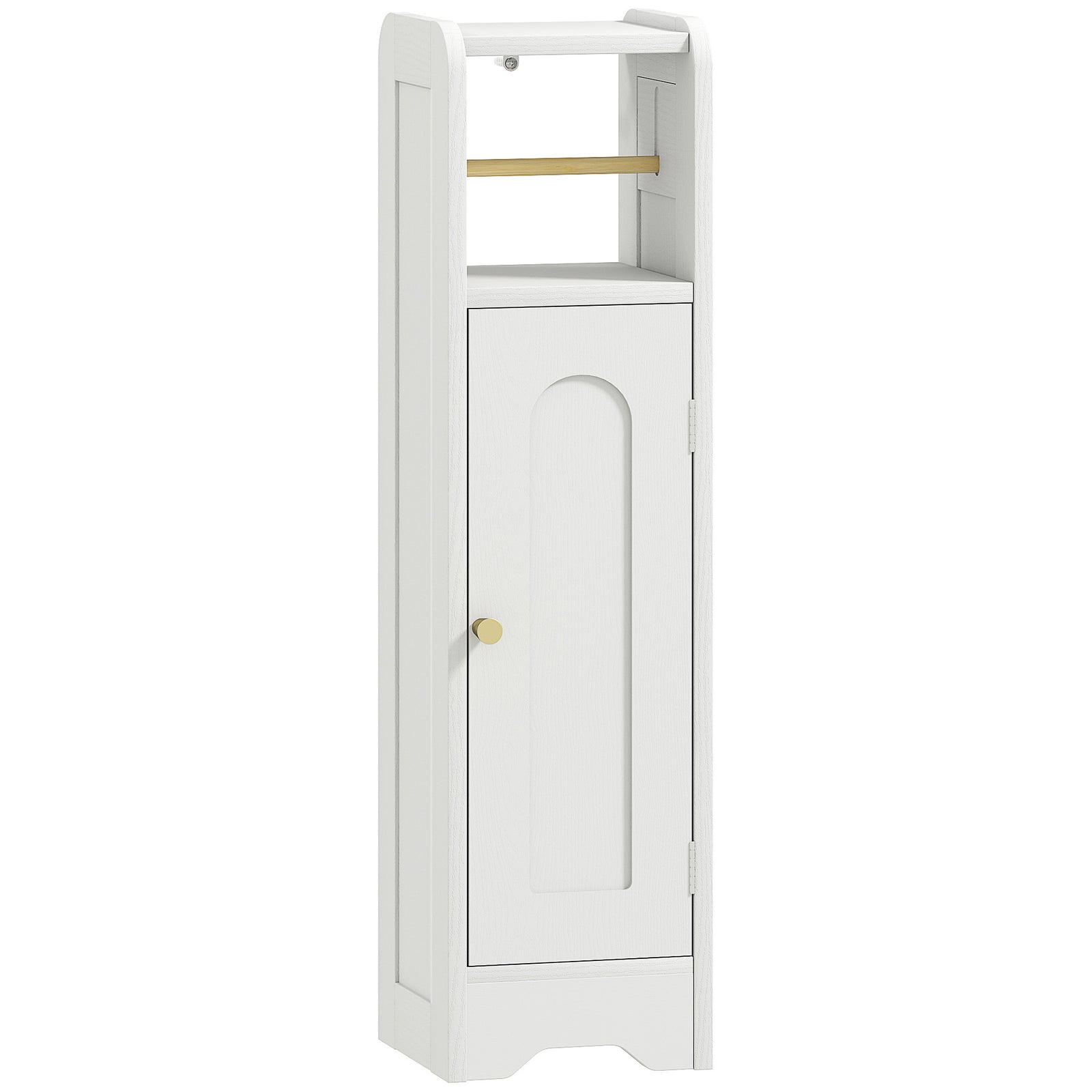 Small Bathroom Storage Cabinet with Toilet Roll Holder - White
