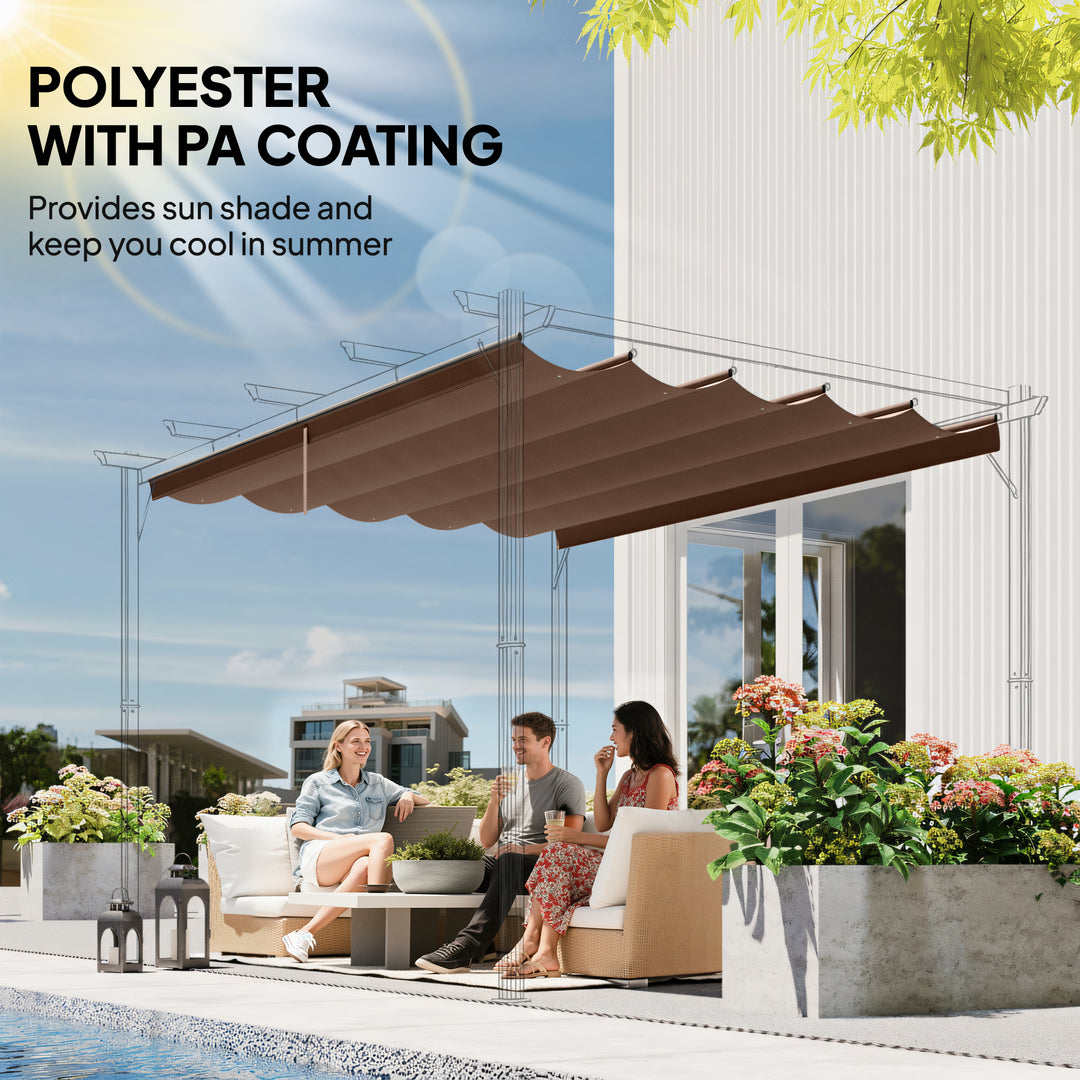 Retractable Pergola Cover, 3.5 x 2.6 m Replacement Canopy Fabric for 4