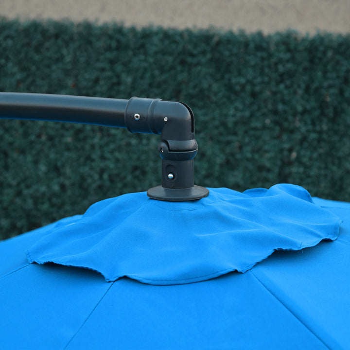 3(m) Offset Cantilever Parasol, with Cross Base - Blue