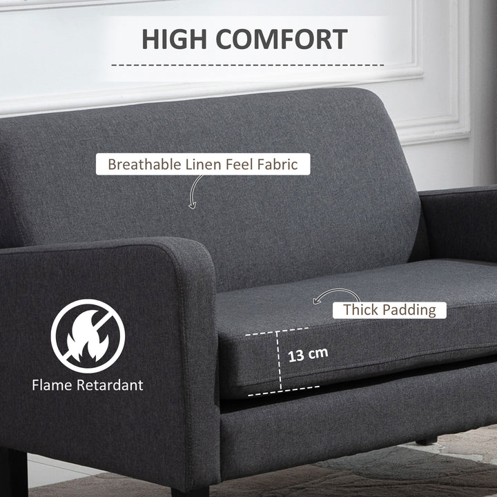 Linen Modern-Curved 2-Seat Sofa Loveseat w/ Thick Cushion Wood Legs Foot Pads Single Compact Home Furniture Grey