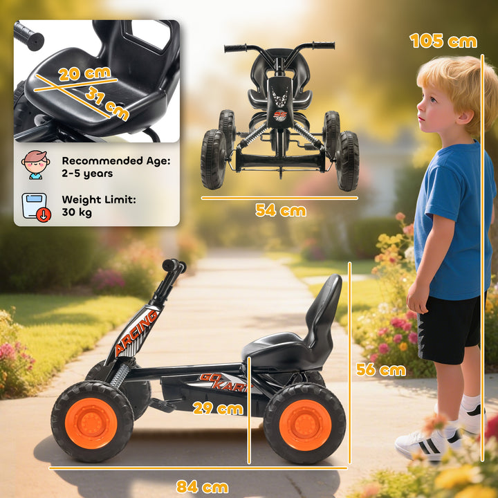 Kids Pedal Go Kart with Steel Frame, Sporty Design, for Ages 2-5 Years