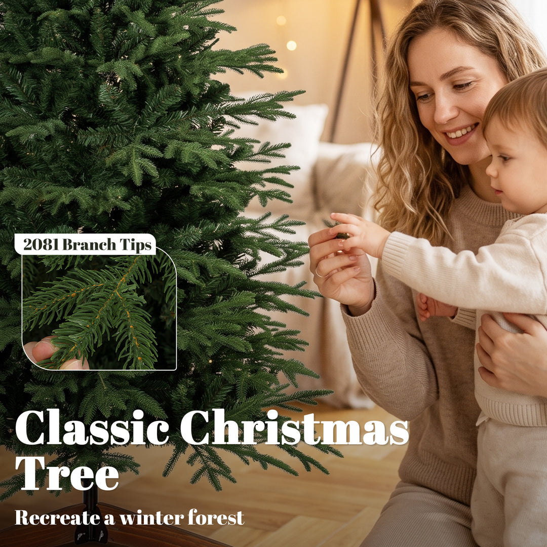 180 cm Artificial Christmas Tree Full Hinged Xmas Tree Solid Pine - view 5