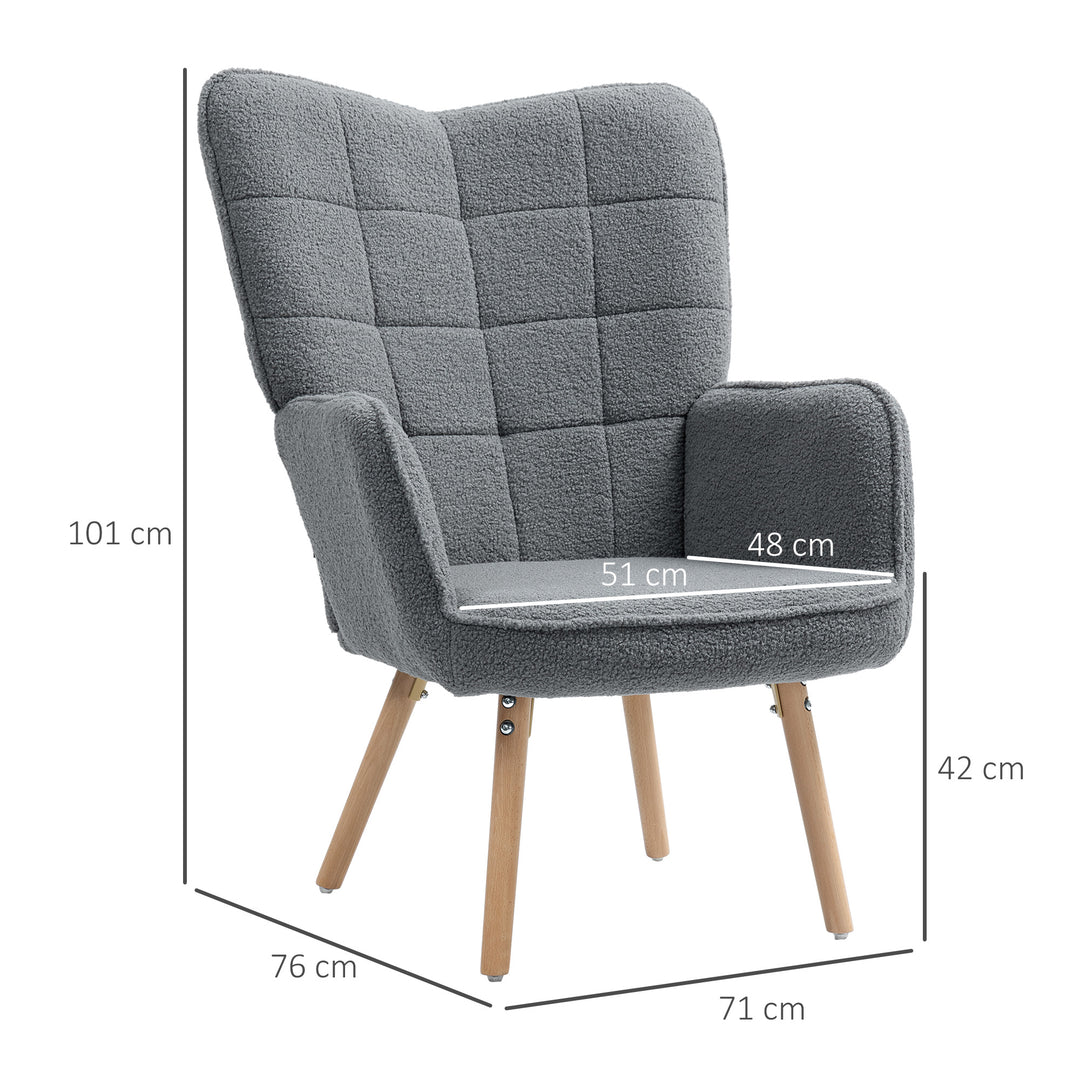 Teddy Fleece Wingback Accent Chair - Grey
