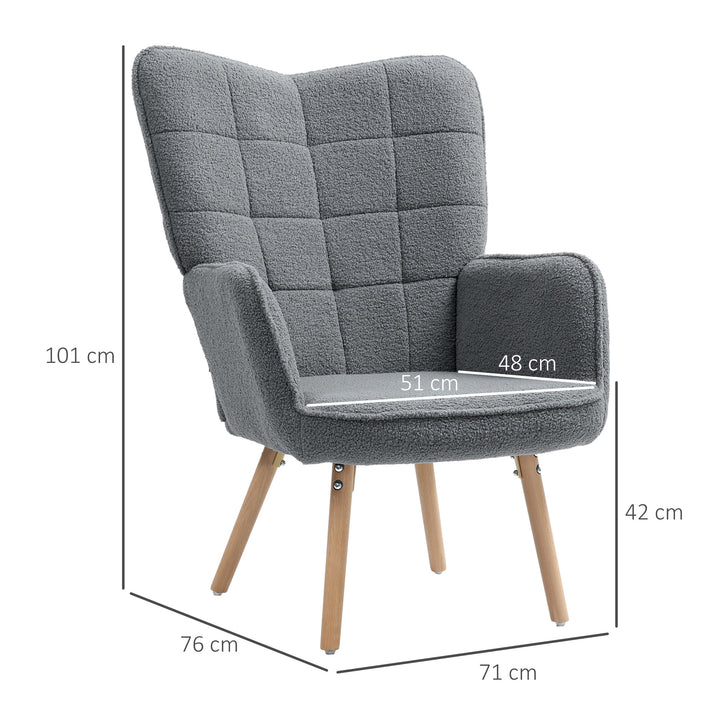 Teddy Fleece Wingback Accent Chair - Grey