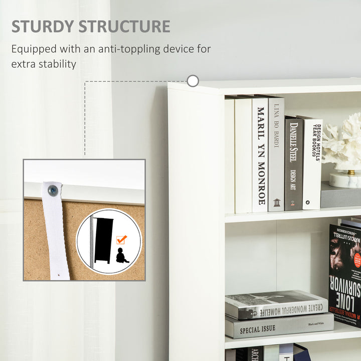 6-Tier Tall Bookcase, Bookshelf with 4 Open Shelves and Double Door Storage Cabinet, Freestanding Display Rack for Living Room, Bedroom, Home Office, Study, 59 x 29 x 180cm, White and Oak