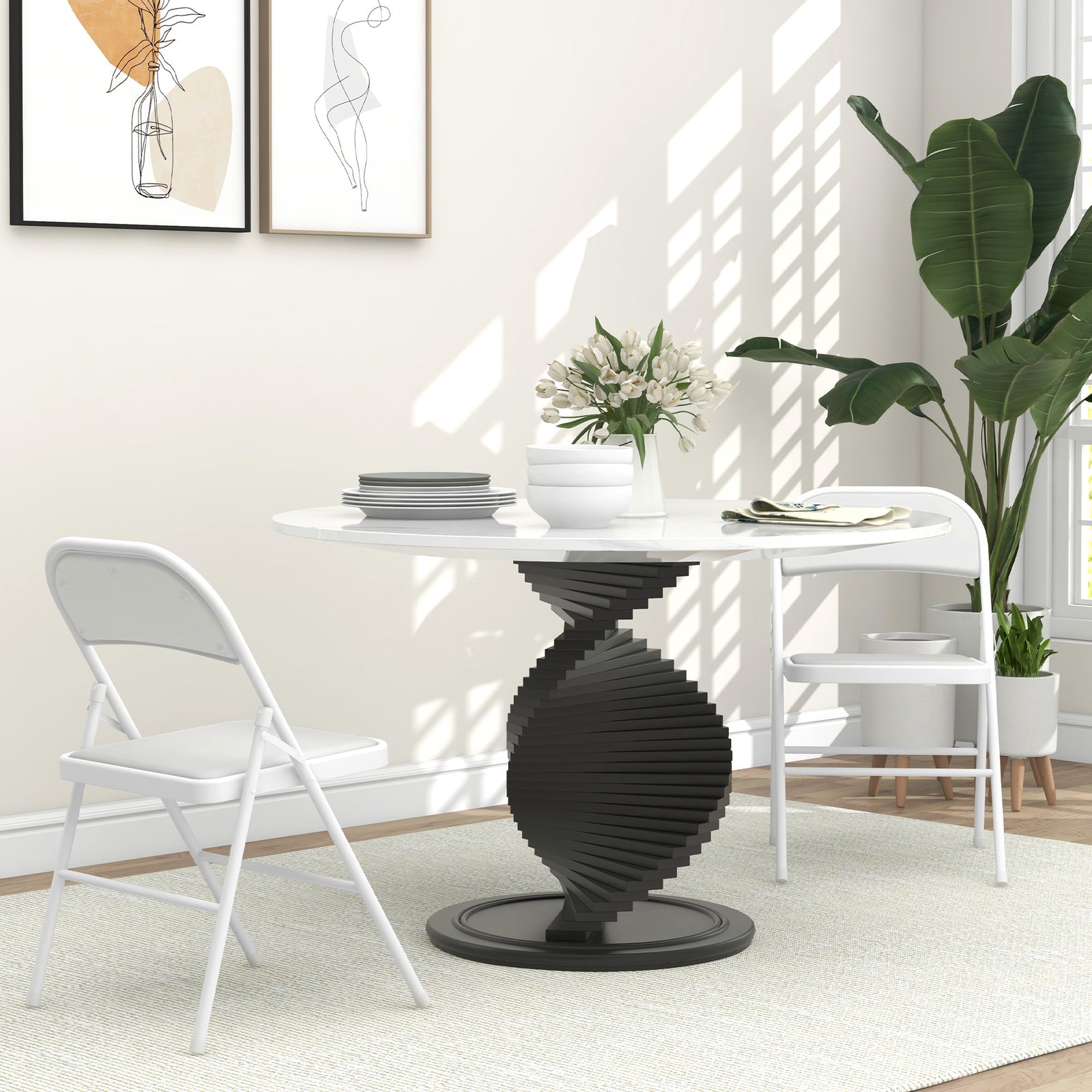 Set of Two Cushioned Folding Chairs - White