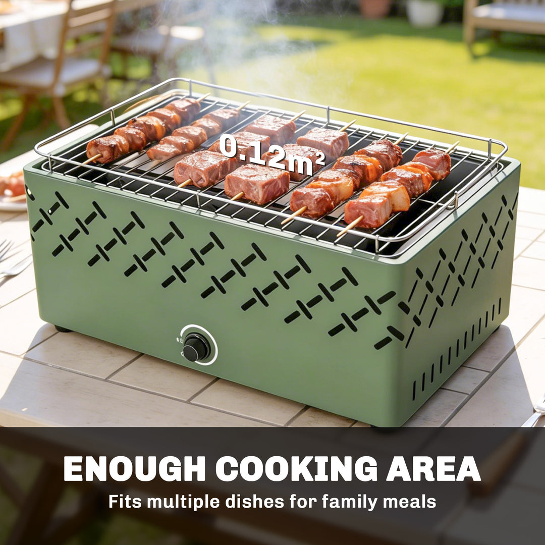 Portable Charcoal BBQ Grill, Battery Powered Barbecue Grill with Built
