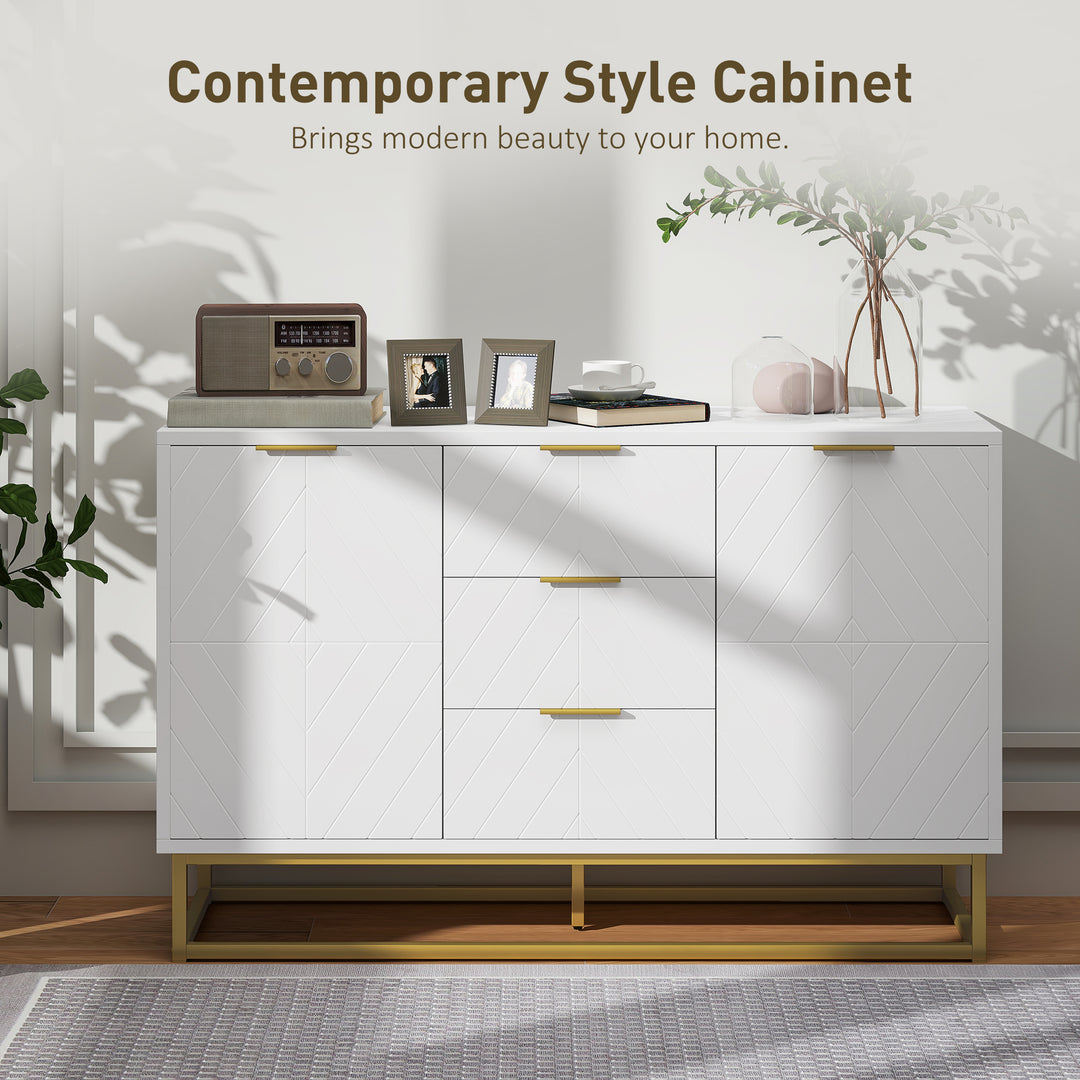 Sideboard with 3 Drawers and Adjustable Shelves for Living Room - White