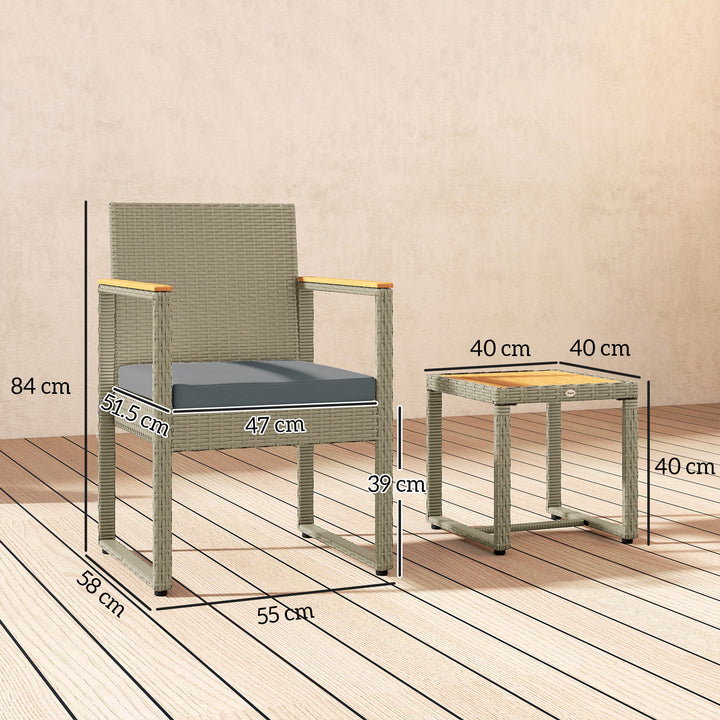 Three-Piece Rattan Chair Set - Grey