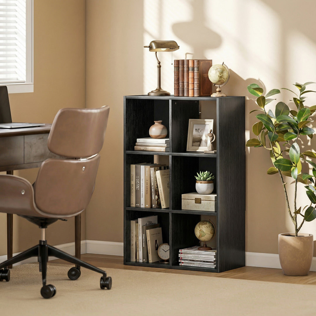 Industrial Style Storage Shelf, Bookcase, Bookshelf with 6 Compartment