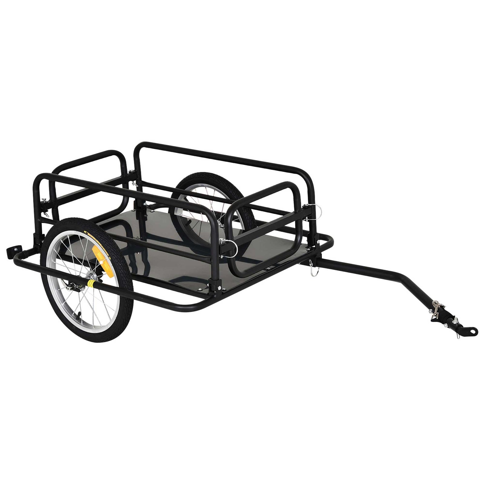 Bike Cargo Trailer in Steel Frame Extra Bicycle Storage Carrier with Hitch-Black