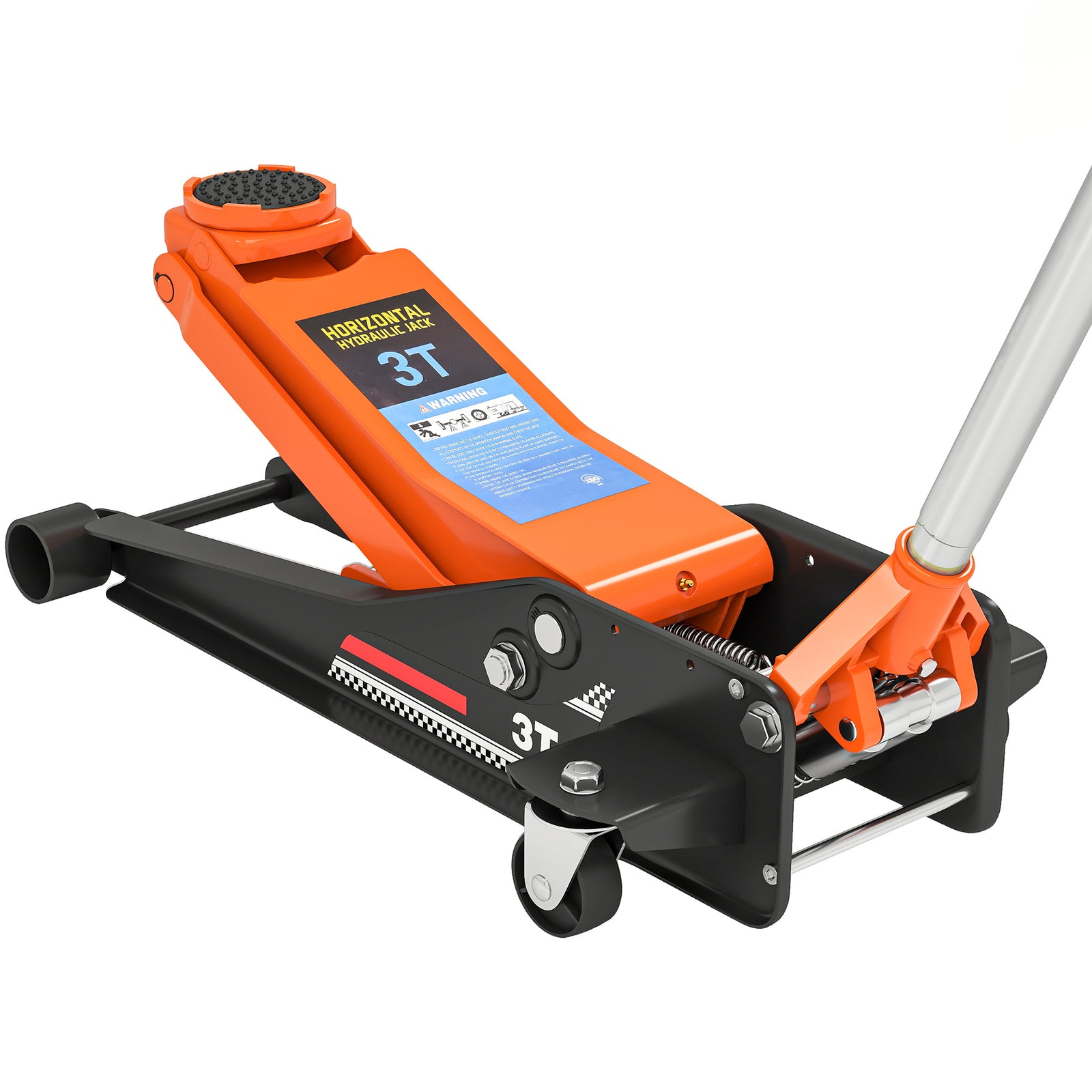 3 Ton Hydraulic Low-Profile Floor Jack, with 7.5-50.5cm Lifting Range, Wheels, Orange