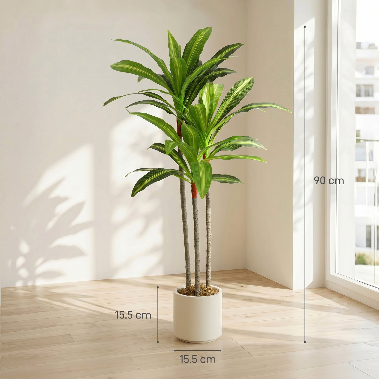 90cm Lifelike Fake Tree, Artificial Dracaena Tree with Bendable Trunks