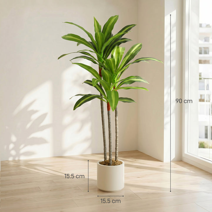 90cm Lifelike Fake Tree, Artificial Dracaena Tree with Bendable Trunks