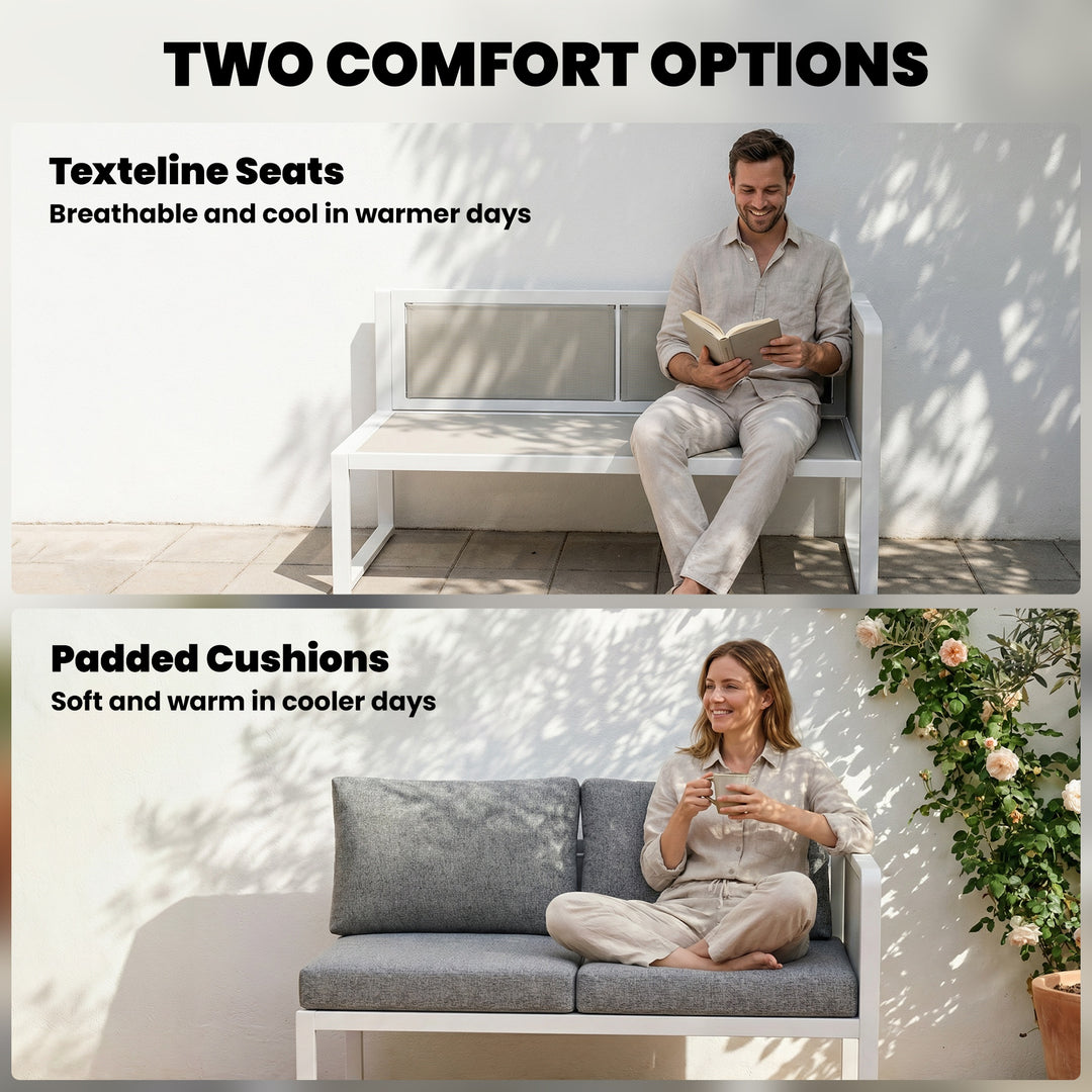 6 Seater Metal Garden Furniture Corner Sofa Set with 3 Loveseats, Faux