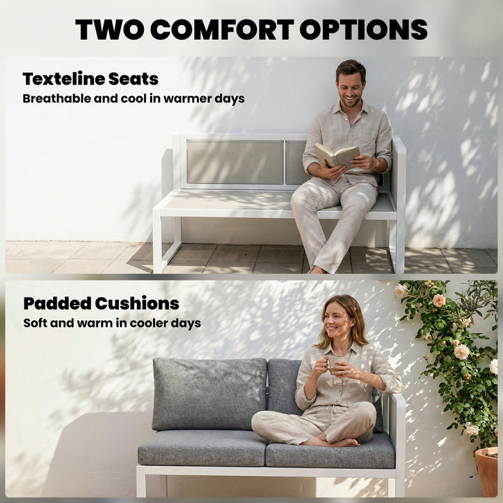 6 Seater Metal Garden Furniture Corner Sofa Set with 3 Loveseats, Faux