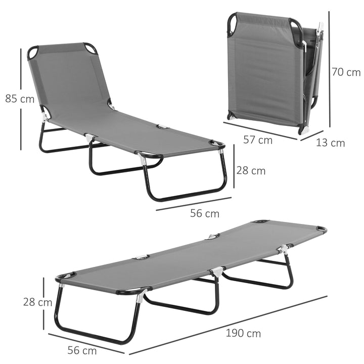 Outsunny Portable Sun Lounger Set, 2 Pieces with 5