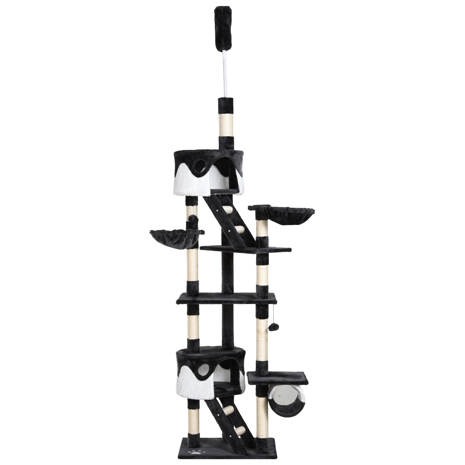 Floor-to-Ceiling Cat Tree for Indoor Cats, 240-260cm Adjustable Cat Tree - White