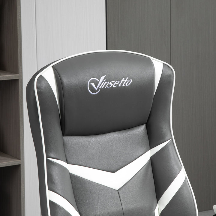 Gaming Chair Ergonomic Computer Chair with Adjustable Height Pedestal Base, Home Office Desk Chair PVC Leather Exclusive Swivel Chair Grey