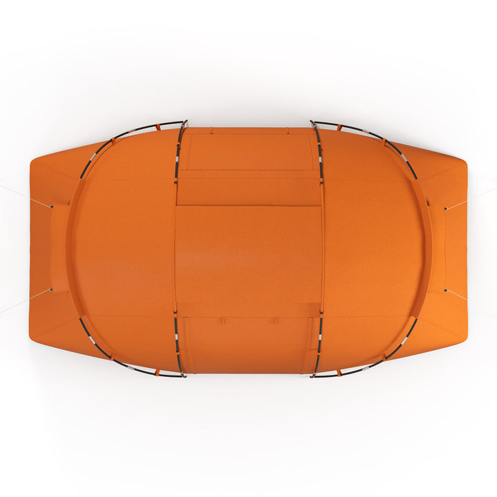 4-6 Man Camping Tent with Living Area and 2 Bedrooms, Hiking Sun Shelter, UV Protection Tunnel Tent, Orange
