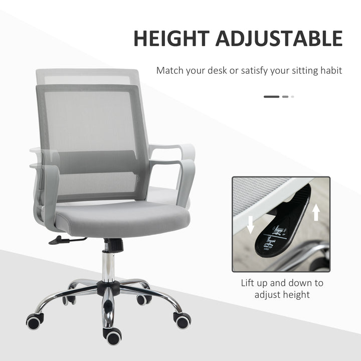 Vinsetto Ergonomic Office Chair, Mesh Desk Chair with Adjustable Armrest & 360 Swivel Wheels, Grey