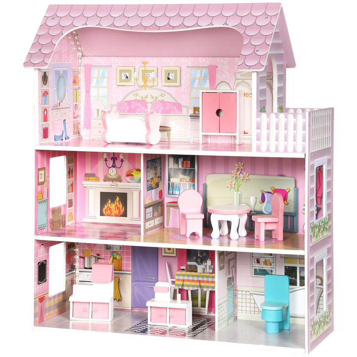 Dolls House, 6 Rooms Modern Dollhouse with LED Lights, 8 Furniture