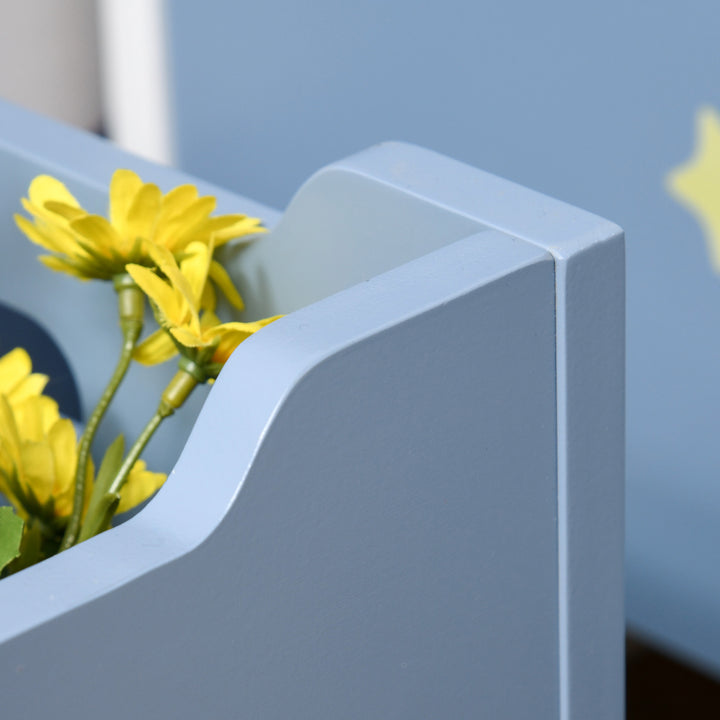 MCL Kids Wooden Toy Box Children Storage Chest Organiser Side Handle Safety Hinge Play Room Furniture Blue