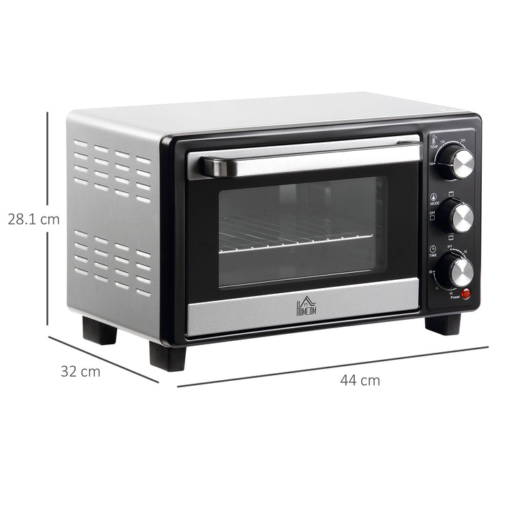 HOMCOM Convection Mini Oven, 16L Countertop Electric Grill, Toaster Oven w/ Adjustable Temperature, 60 Min Timer, Crumb Tray, 1400W | Aosom UK