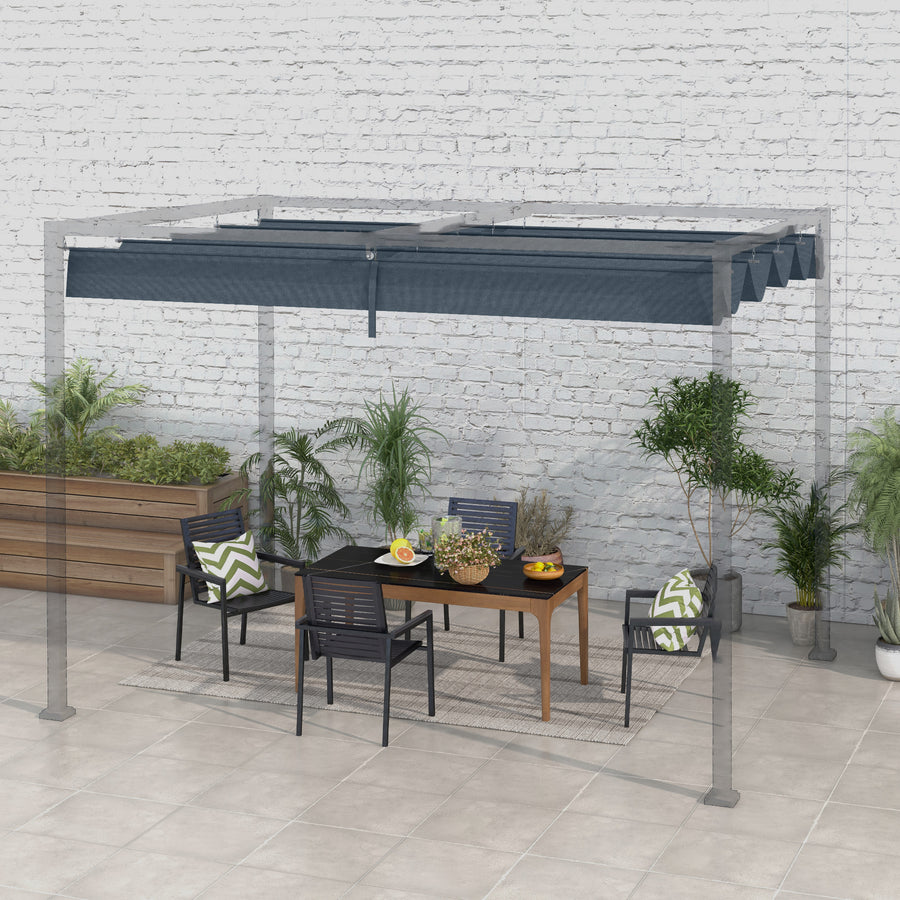 Pergola Roof, Retractable Sun Shade Cover for 2.85 x 2m Pergola, UV30+ Protected, Dark Grey