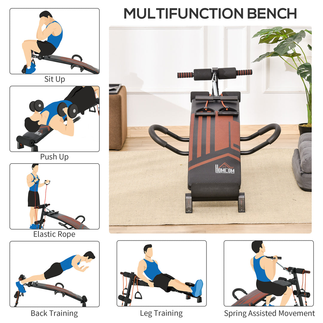 HOMCOM Multifunctional Sit Up Bench Adjustable Utility Board Ab Exercise Workout Fitness with Headrest for Home, Office and Gym, Black | Aosom UK