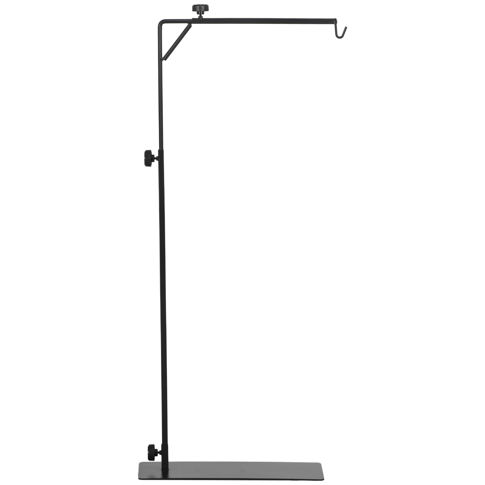 86-129Hcm Adjustable Height and Length Reptile Lamp Stand Holder with Hook Hanging, Base - Black