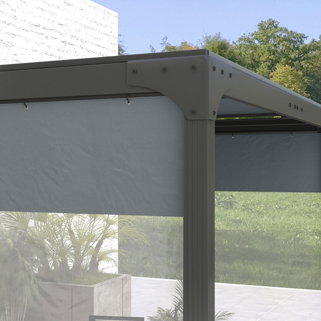 Outsunny 3x2m Pergola Side Panels with Large Window, 2 Pack Gazebo Side Curtains Replacement, Grey