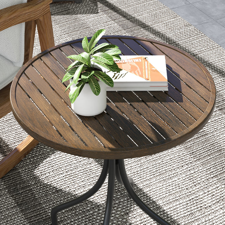 Outsunny 66cm Galvanised Steel Garden Table - Brown