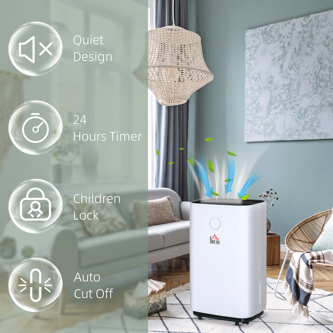 16L/Day Portable Dehumidifier for Home, with LED Screen, Sleep Mode, 24H Timer, Electric Air Dehumidifier for Damp Laundry Bedroom Basement