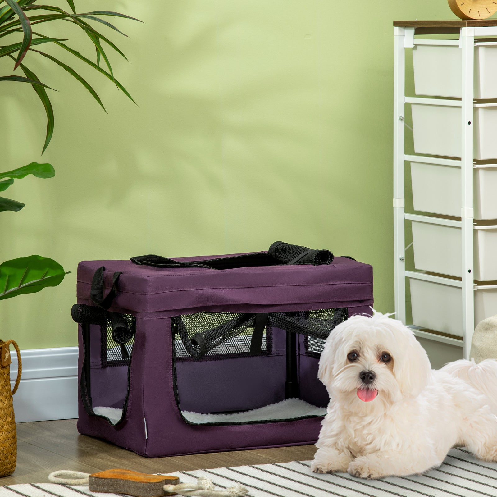 48.5cm Pet Carrier, with Cushion, for Miniature Dogs - Purple