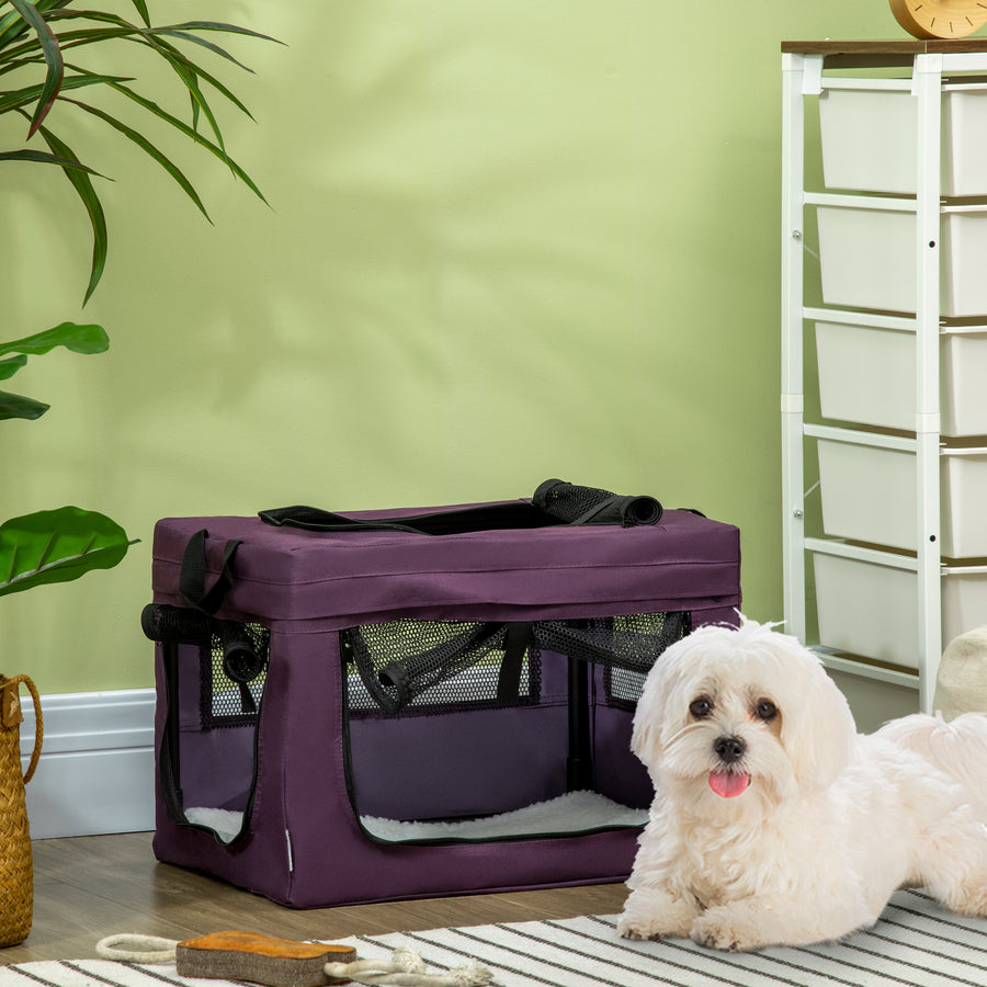 48.5cm Pet Carrier, with Cushion, for Miniature Dogs - Purple