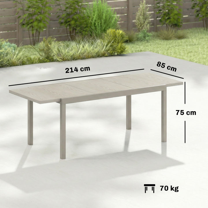 Extending Garden Table, Aluminium Outdoor Dining Table for 8-10 with W