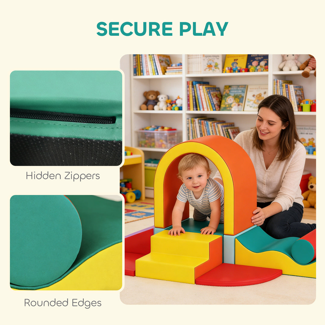 Kids Soft Play Set, 10PCs PU Leather Foam Climbing Blocks for Climb an