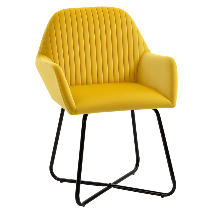 Modern Arm Chair Upholstered Accent Chair with Metal Base for Living Room Yellow