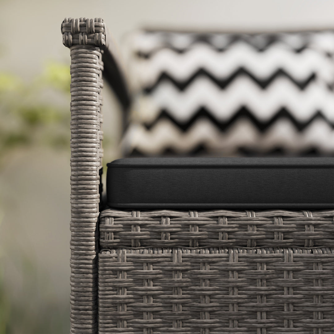 160L Storage Two-Seater Rattan Bench - Grey