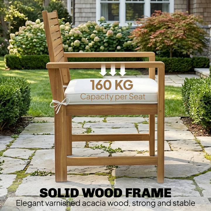 4 Seater Wooden Garden Furniture Set with Loveseat, Armchairs, Table, 