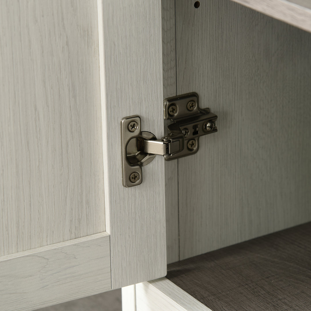 MCL Tall Bathroom Storage Cabinet, Freestanding Tower Cabinet with 3 Open Shelves and Adjustable Shelf, Antique White