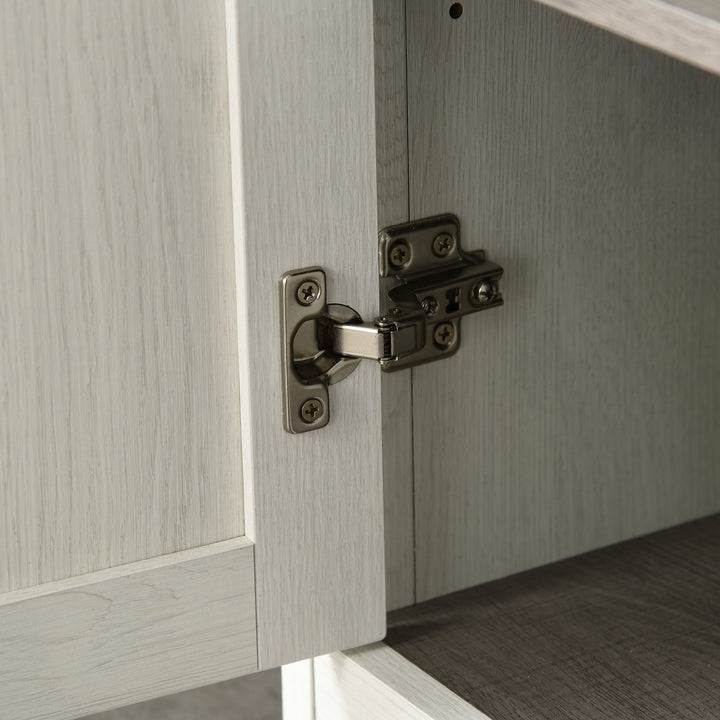 MCL Tall Bathroom Storage Cabinet, Freestanding Tower Cabinet with 3 Open Shelves and Adjustable Shelf, Antique White