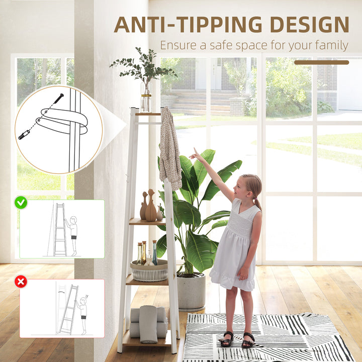 Compact Freestanding Coat Rack - White/Oak