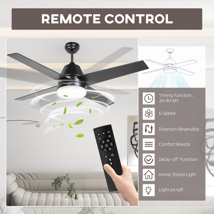 Ceiling Fan with LED Light, Flush Mount Ceiling Fan Lights with Reversible Blades, Remote, Black and Walnut Brown