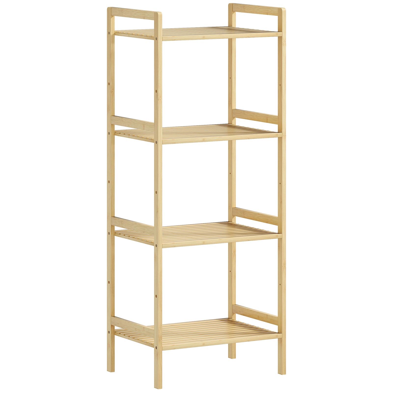 Four-Tier Bamboo Adjustable Shelf Storage Unit