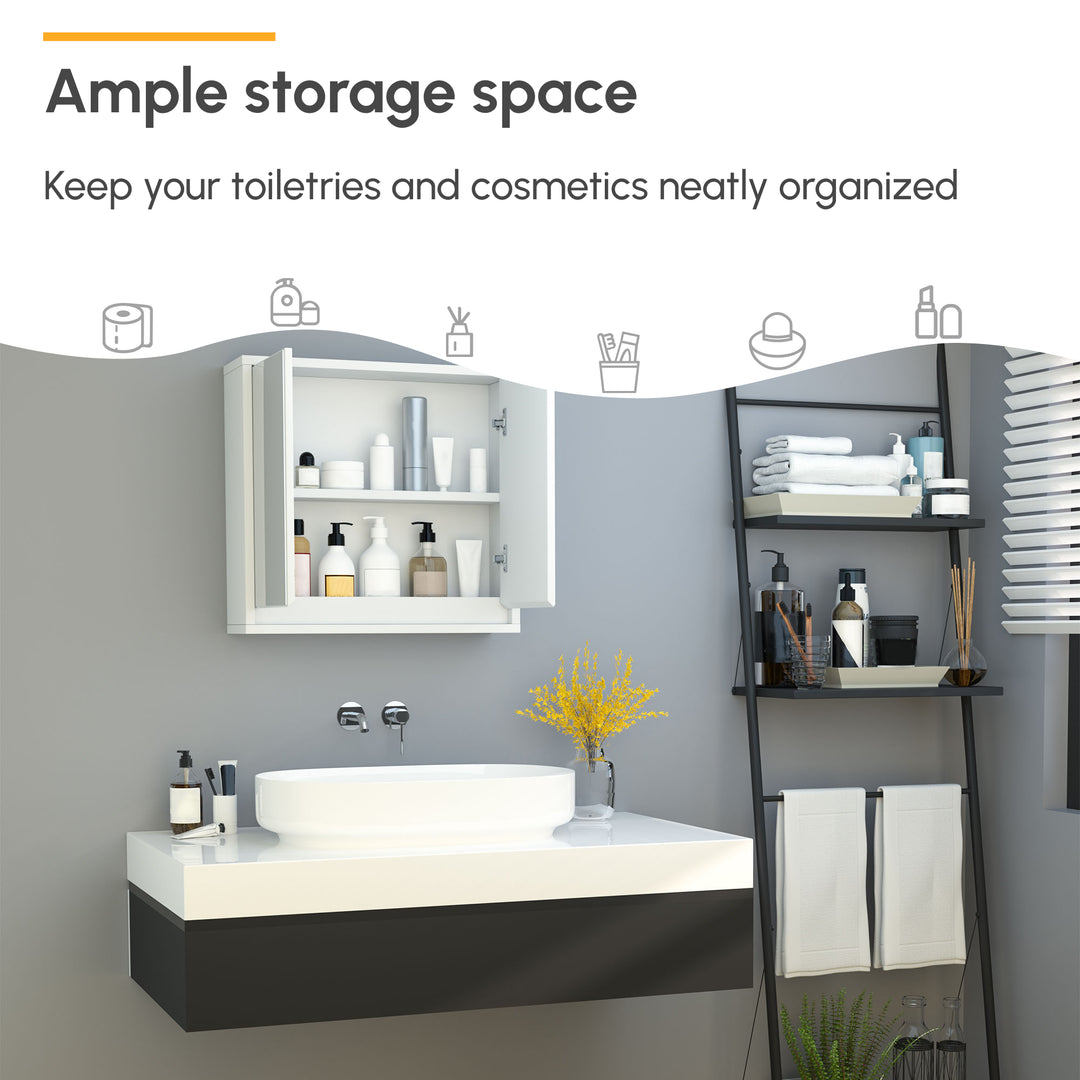 MCL Bathroom Mirror Cabinet Wall Mounted Storage Shelf Bathroom Cupboard Double Door, White