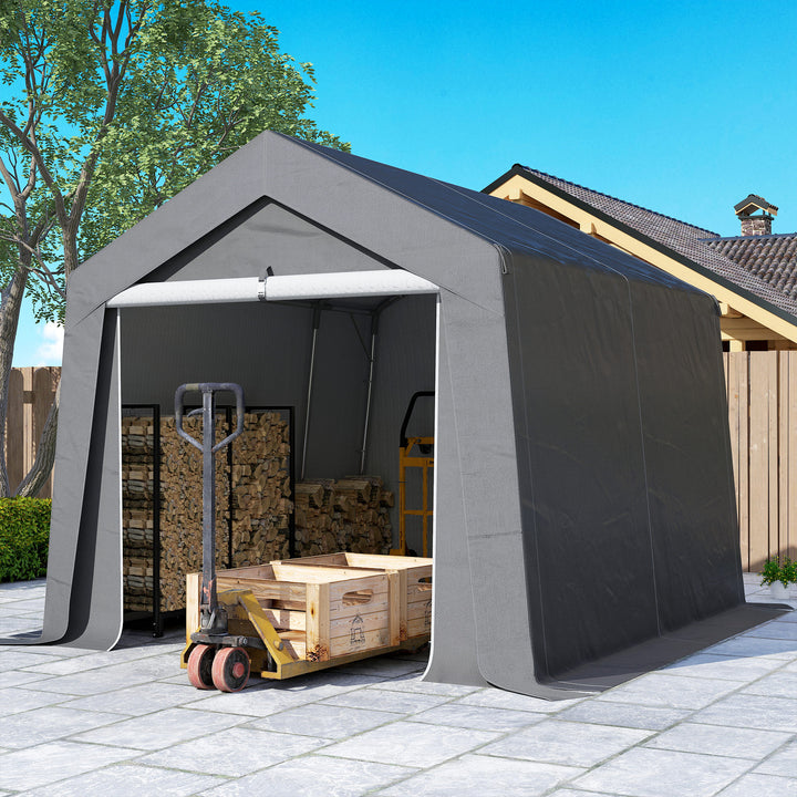 3.6 x 2.1m Portable Outdoor Shed, with Window - Dark Grey